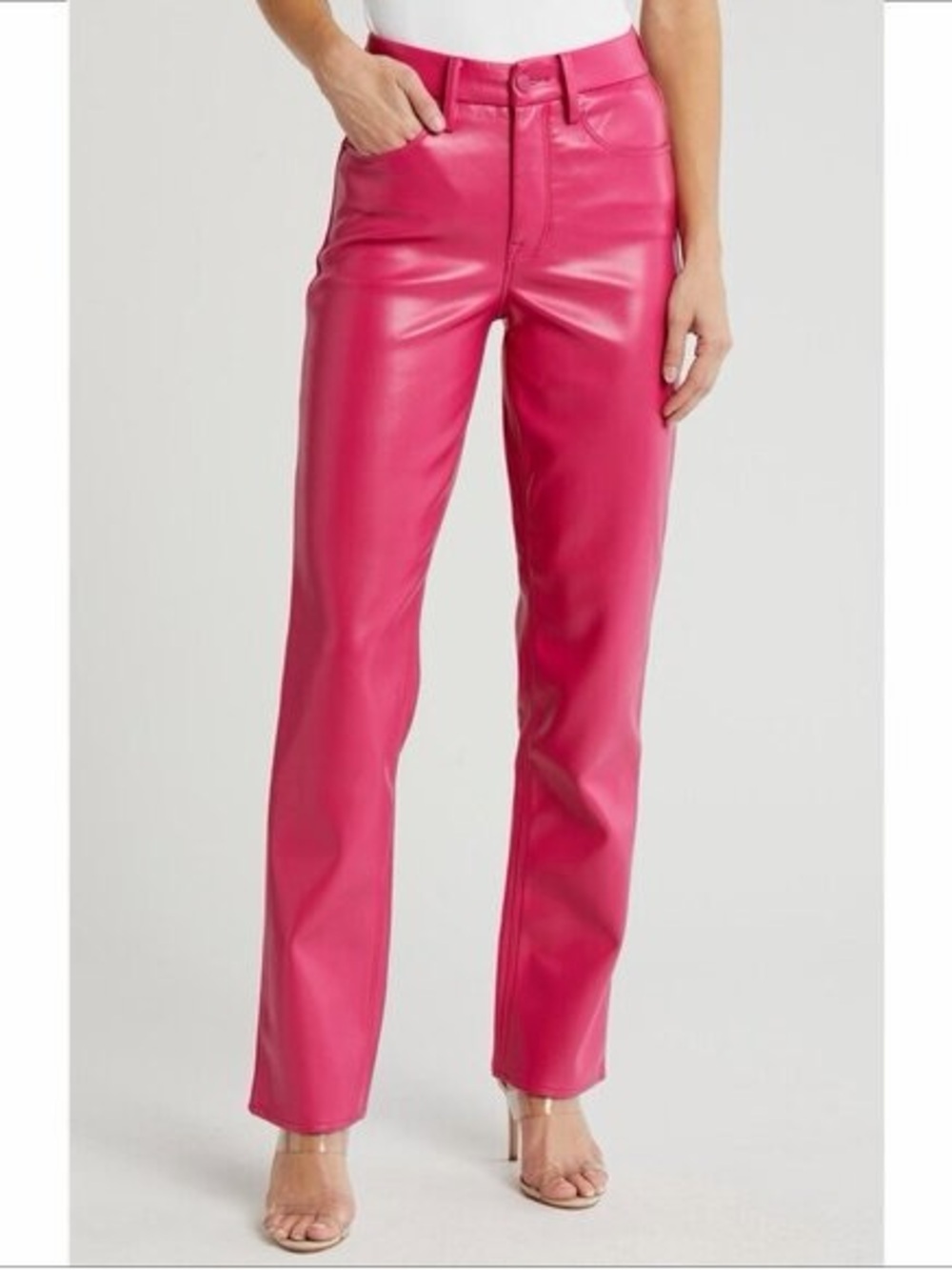 Good American Faux Leather Pants Hot Pink